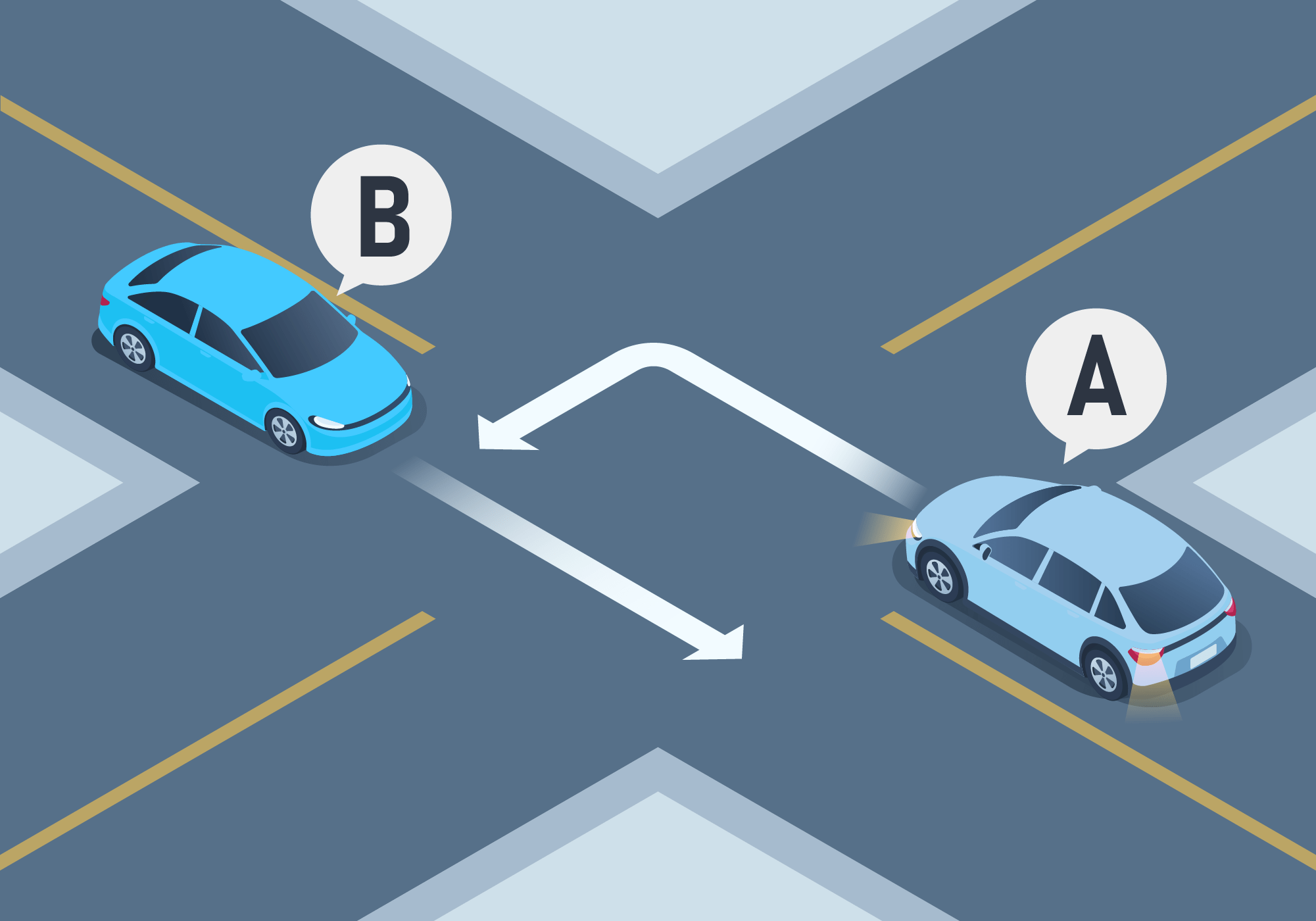 Intersections - Who must yield the right-of-way to the other in the situation below?